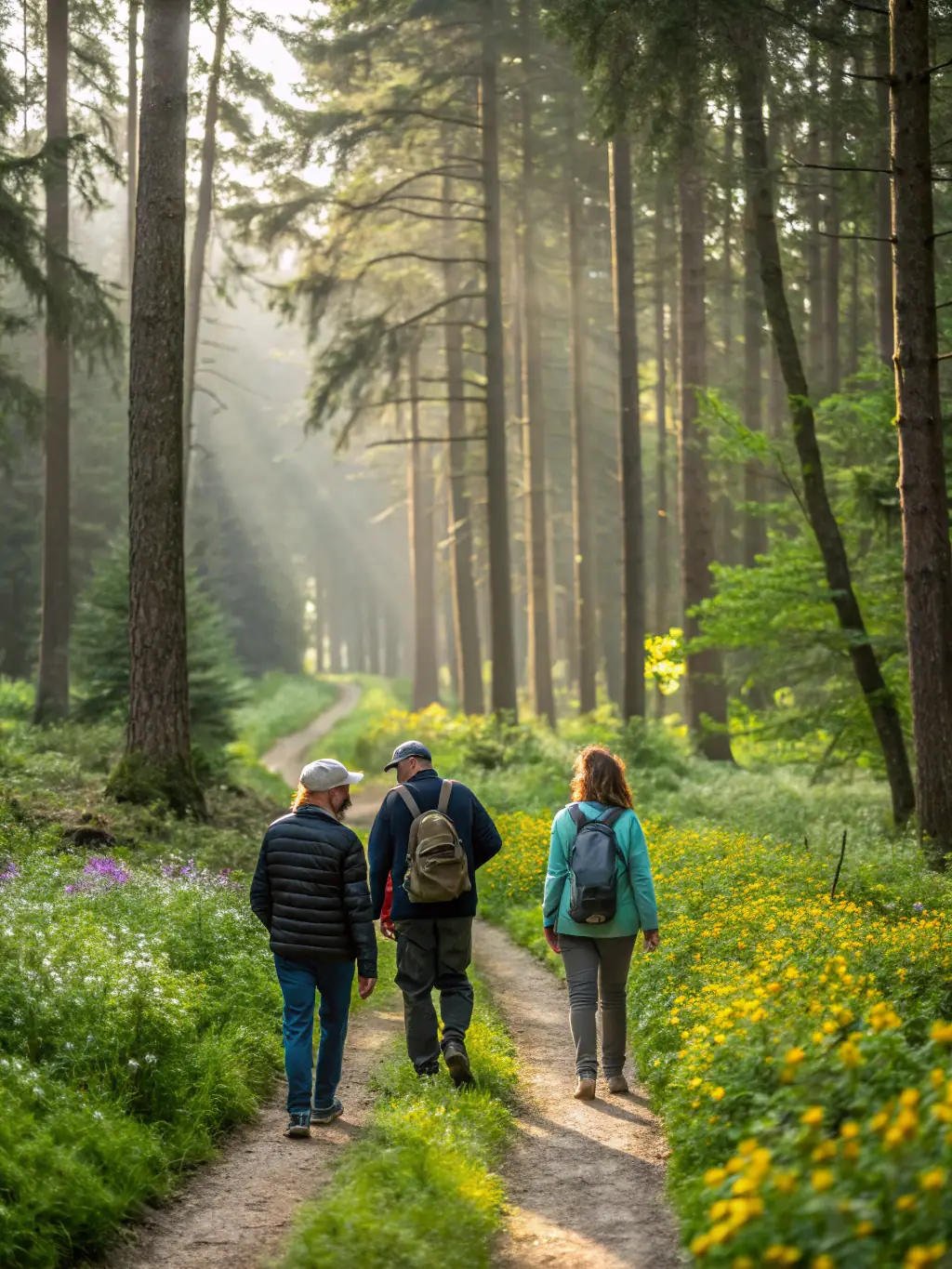 An image of participants engaged in a nature walk, highlighting the educational and recreational aspects of exploring the natural environment with TEAM BIKERS 22.