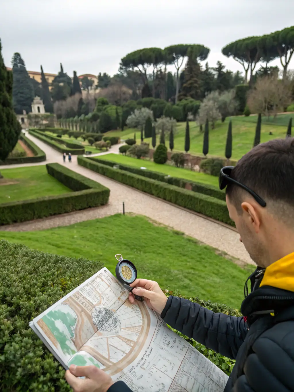 Participants engaged in a nature sports activity, such as orienteering or trail running, in a scenic natural environment, highlighting the sports in nature programs.